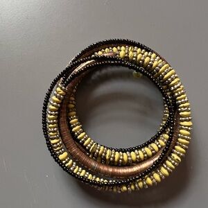 Elegant Beaded Bracelet - Brown and Yellow